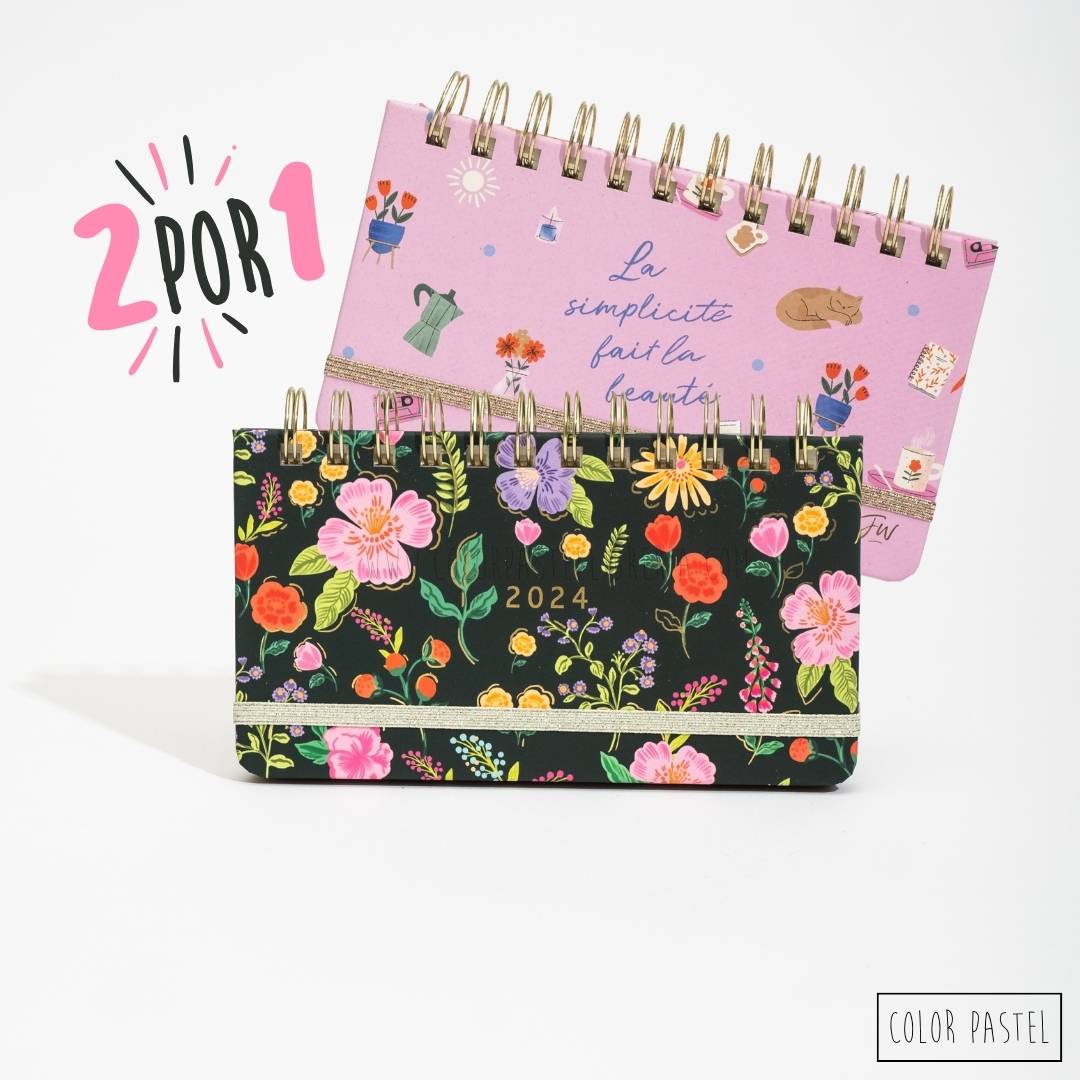 2X1 Agendas 2024 Pocket (espiralada) FW – Color Pastel Libreria