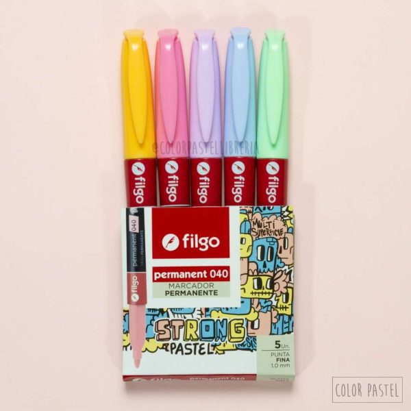 STRONG marcador permanente PASTEL x5 Filgo