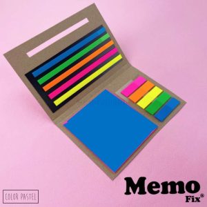 Set de Lectura MemoFix: Nota tráslucida AZUL + resaltadores adh. + señaladores