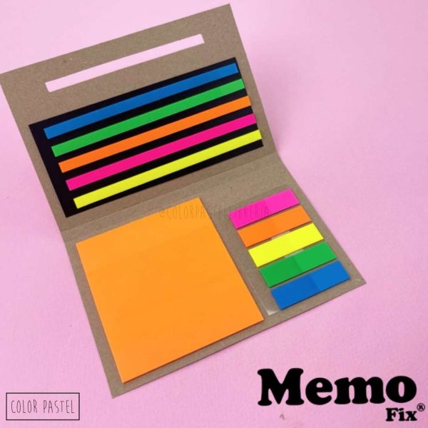 Set de Lectura MemoFix: Nota tráslucida NARANJA + resaltadores adh. + señaladores