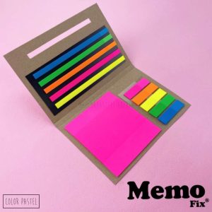 Set de Lectura MemoFix: Nota tráslucida ROSA + resaltadores adh. + señaladores