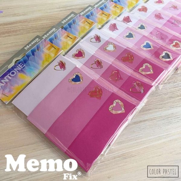 Nota adhesiva 25x74 x4 Pantone MemoFix - Rosa con viñetas - Imagen 2