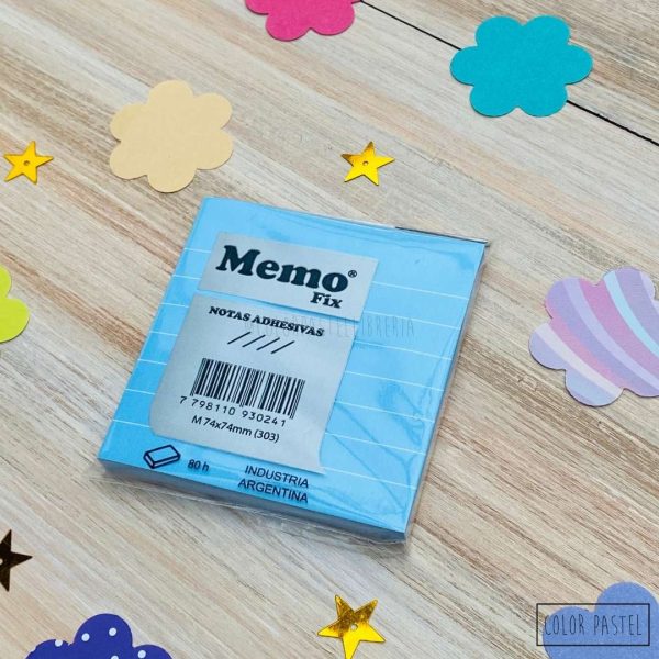 Nota adhesiva 74x74 Rayadas MemoFix - Celeste - Imagen 2