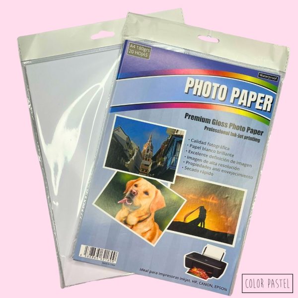 Pack x20 hojas A4 papel fotográfico 180 g