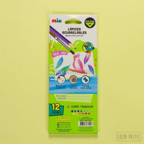 Lápices ACUARELABLES x12 Watercolor de Pizzini - Imagen 3