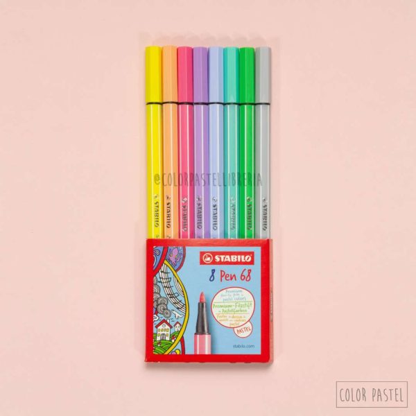 STABILO Fibras Pen 68 SET x 8 Pastel - Imagen 2