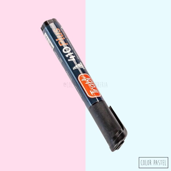 Marcador 410 (tinta permanente) punta biselada NEGRO Trabi