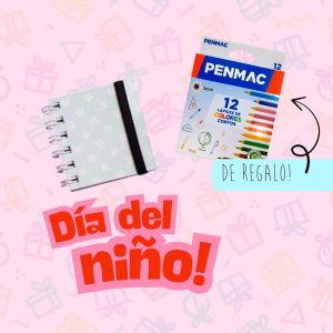 Promo Día del Niño | MiniCuaderno x90 h. lisas + Lápices x12 Cortos Penmac DE REGALO