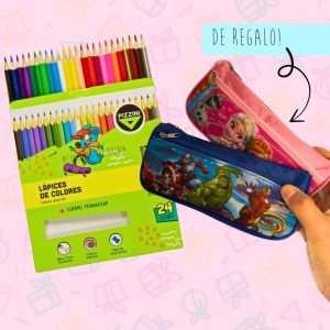 COMBO Lápices x24 Pizzini + Cartuchera Infantil DE REGALO