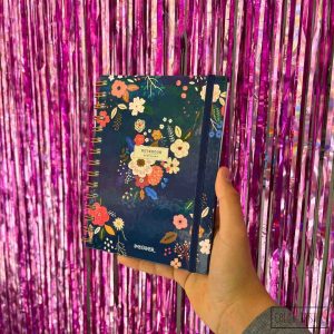 Agendas 2026 N7 Diaria IMAGINER - Azul profundo con flores